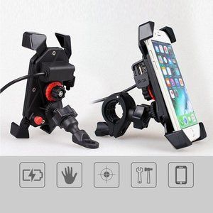 Motorcycle Bike ATV Cell Phone GPS Handlebar Mirror Mount Holder USB Cha…